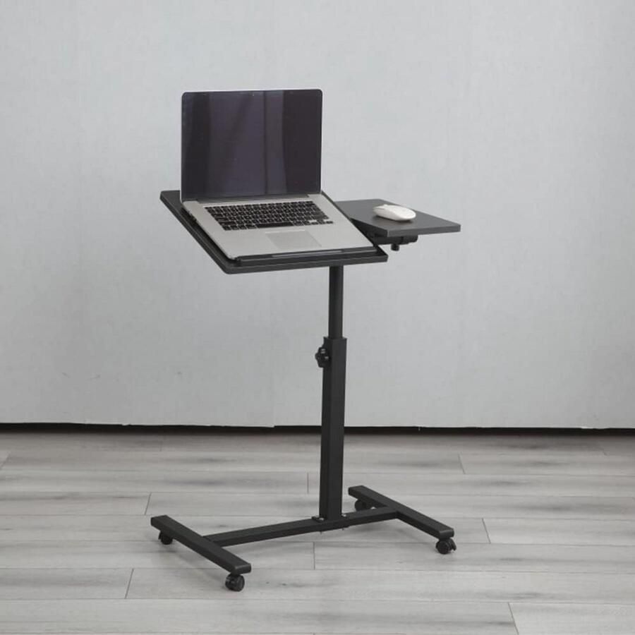 In hoogte verstelbare laptoptafel met wieltjes Inklapbaar bureau voor computer Houten bureau 60 x 34 5 x 58 90 cm Zwart