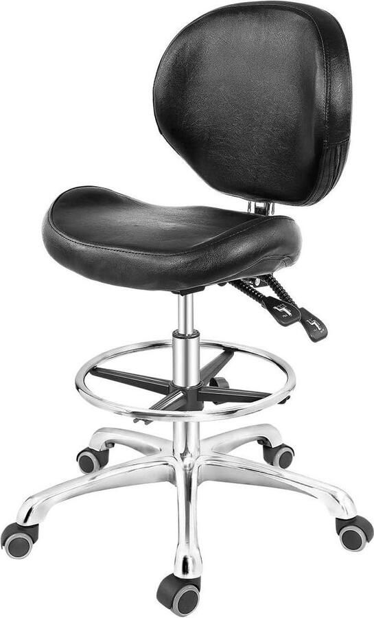 In hoogte verstelbare rollende draaikruk Extra comfort Geschikt voor salon en werkplaatsen Zwart Geschikt voor professionals