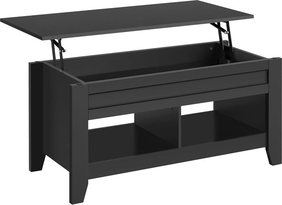 Salontafel in hoogte verstelbaar bijzettafel woonkamertafel met opbergvak houten banktafel lift-up koffietafel voor woonkamer zwart