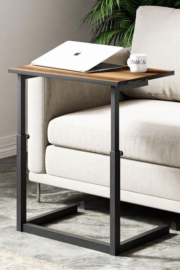 In Hoogte Verstelbare Salontafel Hoogte: 47-73 cm Bijzettafel Laptopstandaard Studeerbureau Computerbureau 40x60x73 cm Okkernoot