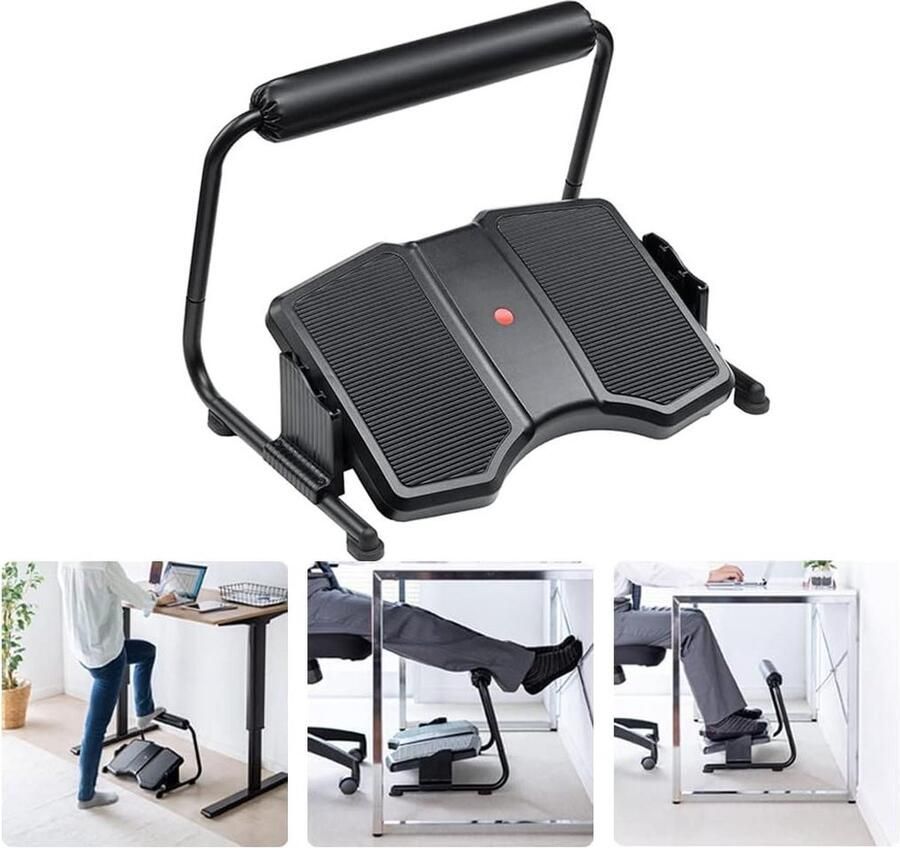 In hoogte verstelbare voetensteun ergonomische gaming-voetenbank voor bureau kantoor met antislip strepen-zwart