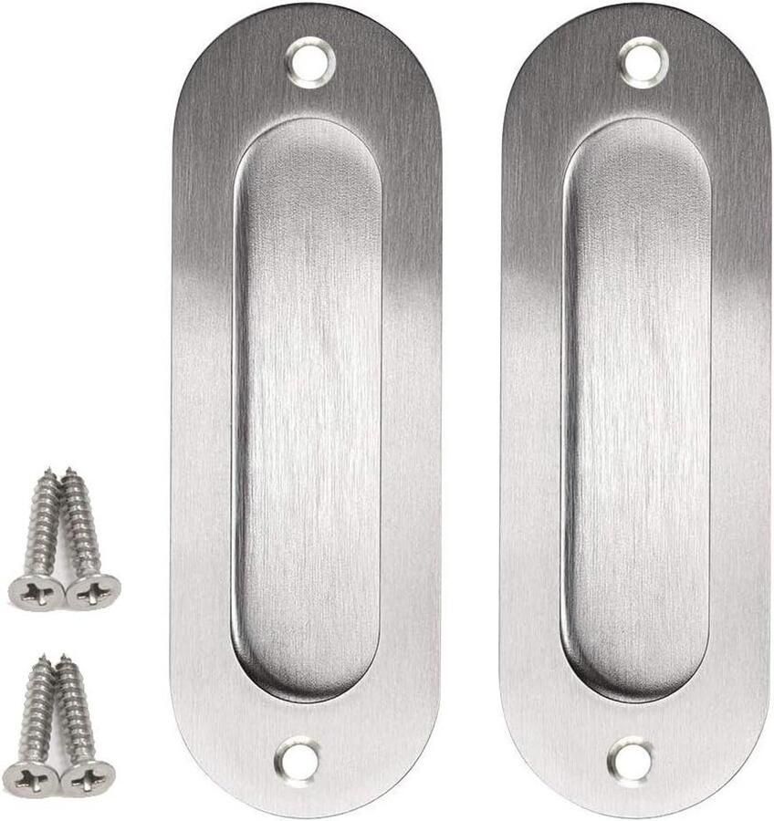 Inbouw Vinger Trekt voor Schuifdeuren en Kasten RVS Handvatten 2 Stuks 120 x 40 x 14mm