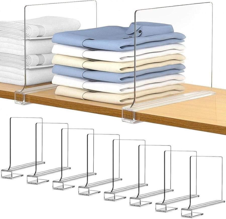 Inbouwkastsystemen Kledingkastorganizer 8 stuks Transparante Acrylplankverdeler