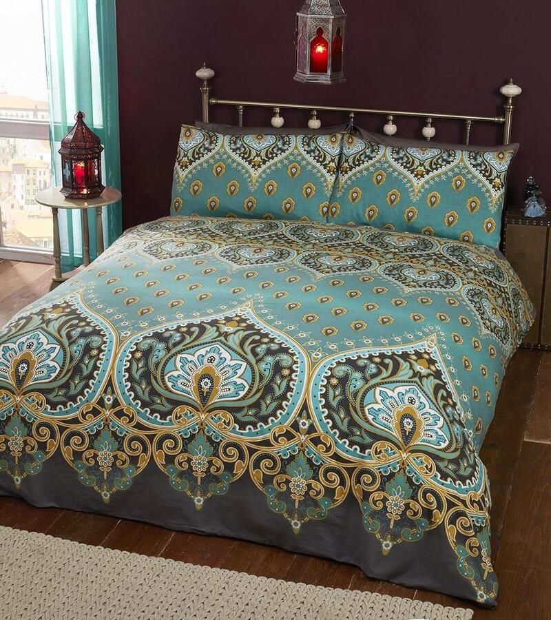 Indian Design Emerald Dekbedovertrek en 2 kussensloop Bed Set King Polyester-katoen