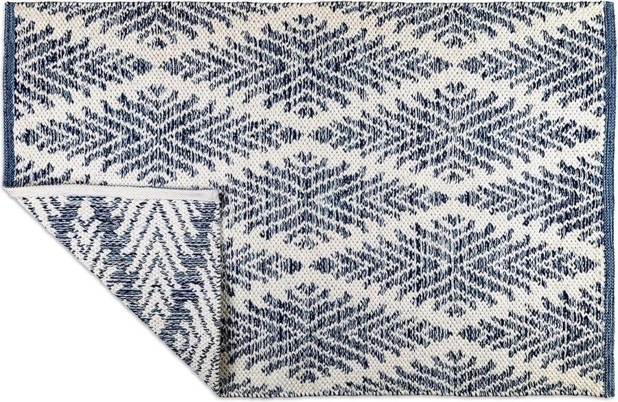 Indoor Flatweave katoen handloomed Yarn Dyed Woven Reversible Area Rug traditioneel 2x3' Diamond Navy Blue voor Slaapkamer Woonkamer Keuken