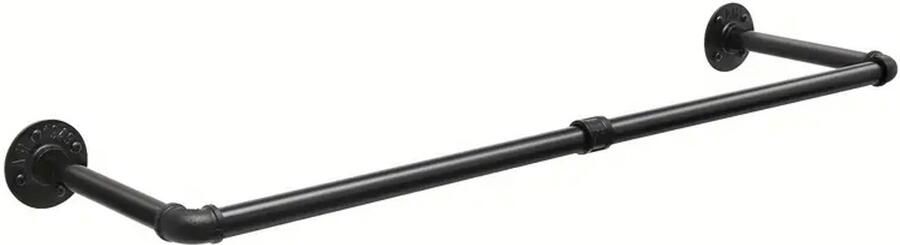 Industrial Wall-Mounted Coat Rack – 100 cm – Black Metal Pipe Design – For Living Room & Bedroom