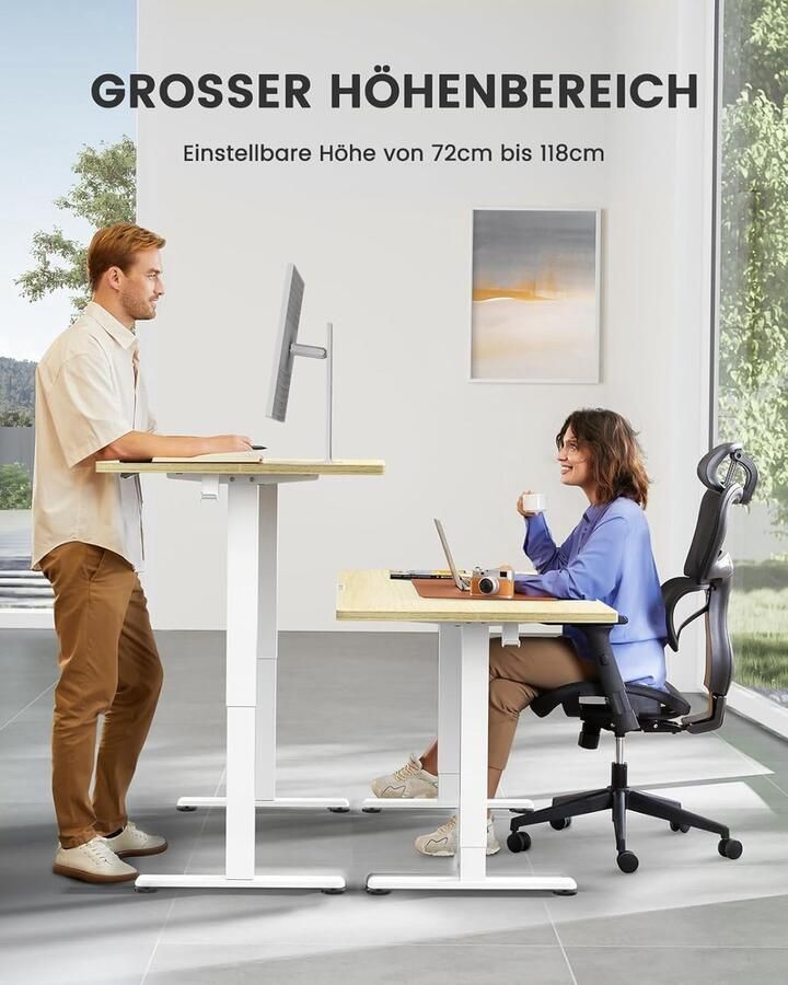 Industrialhome ErgoLift 120 – Elektrisch Verstelbaar Zit-Sta Bureau – 120x60 cm – Ergonomisch Bureau met 4 Geheugenstanden
