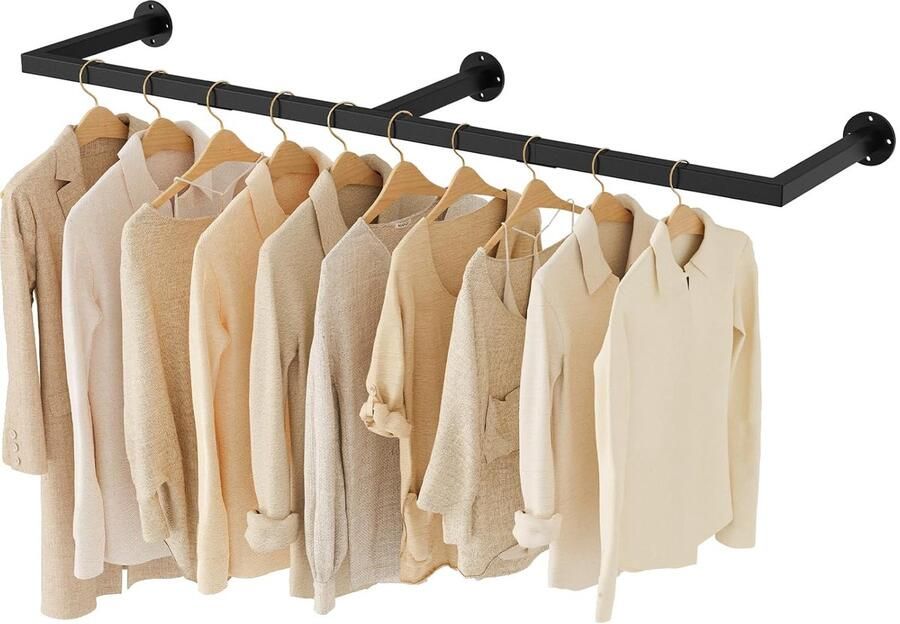 Industrieel buisvormig kledingrek ruimtebesparend zwart 1 stuk