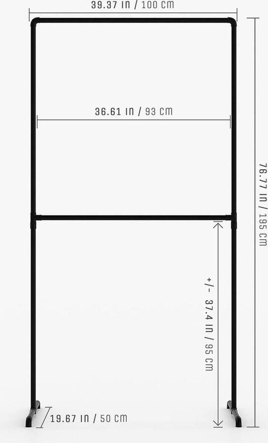 Industrieel Design Kledingrek Vrijstaande Kapstok voor Inloopkast Muurkapstok van Zwarte Buizen Stabiel en Stijlvol Vrijstaande Kledinghouder