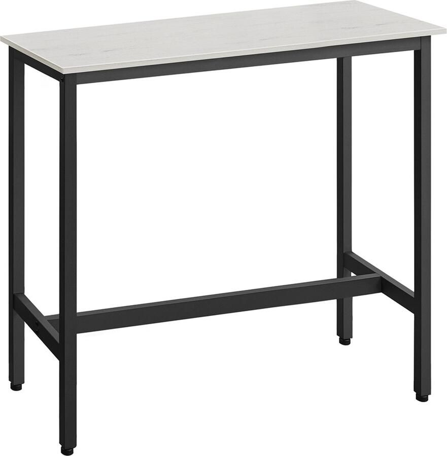 Rechthoekige Bartafel Industriële Stijl Pubtafel Wit 120cm x 60cm x 105cm