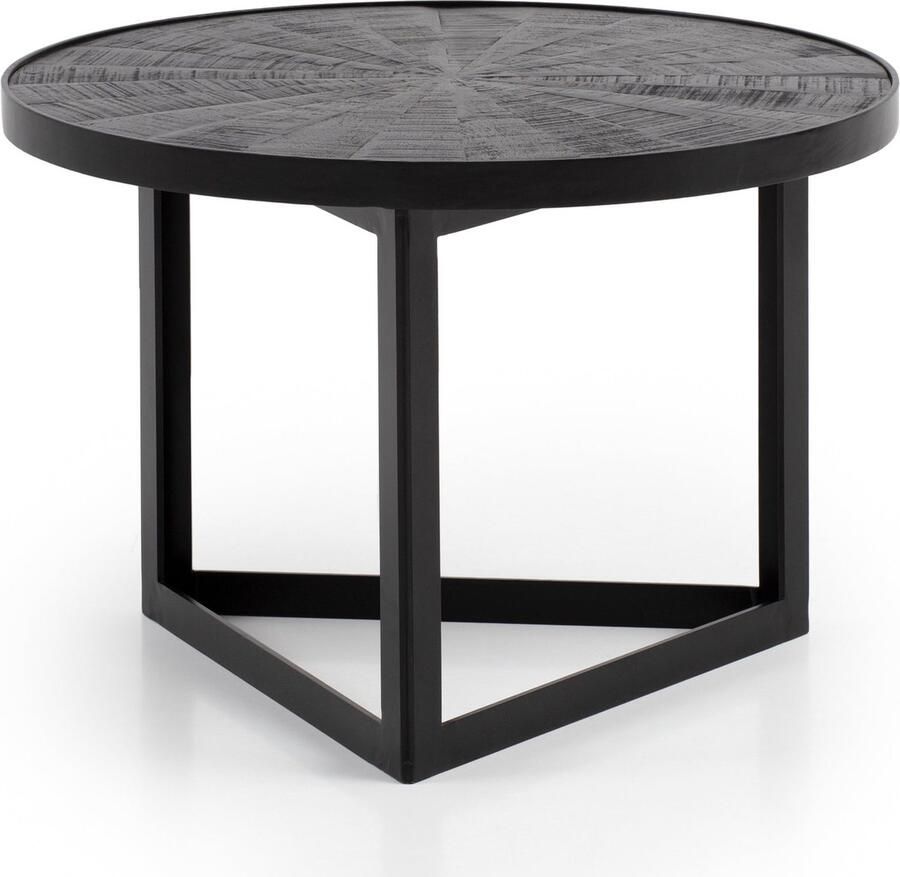 Rootz Living Rootz Industrieel Design Salontafel Ronde Tafel Driehoekig Frame Handgemaakt Mangohout Uniek 58cm x 58cm x 40cm