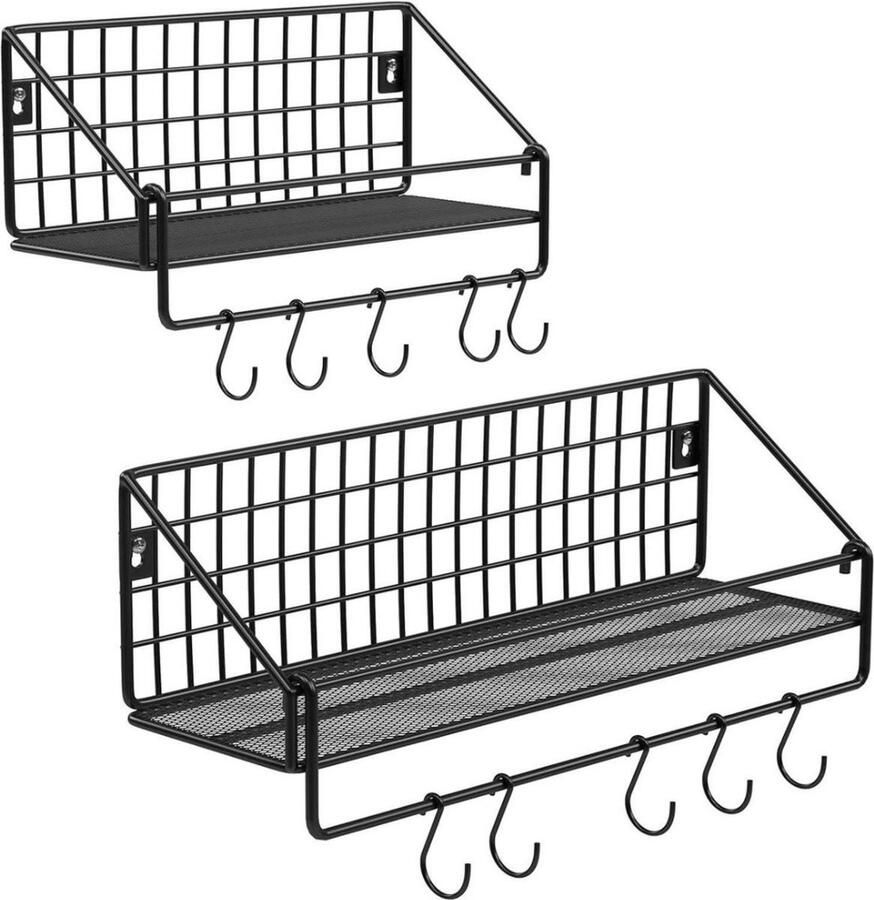 Industrieel design wandplanken veelzijdig 2 stuks zwart metaal