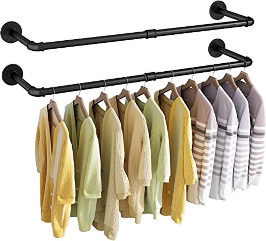 Industrieel Kledingrek Wandmontage Ruimtebesparend Pijp Kledingrek voor Thuis en Winkel