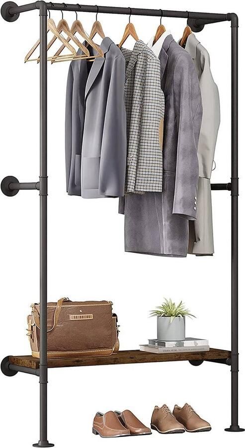 Rootz Living Rootz Industrieel Vintage Kledingrek Garderobeorganisator Duurzame metalen constructie Voldoende opbergruimte Eenvoudige installatie 103 cm x 30 cm x 183 5 cm