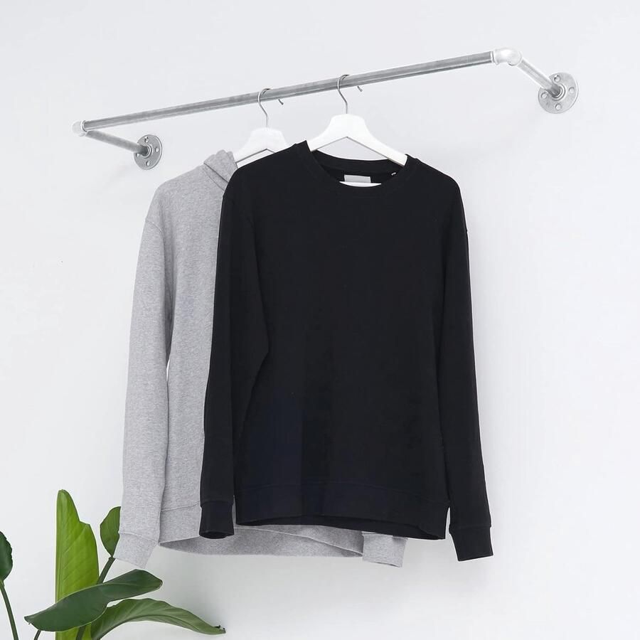 Industrieel Wandgarderobe Handgemaakte Kledingstang in Maten