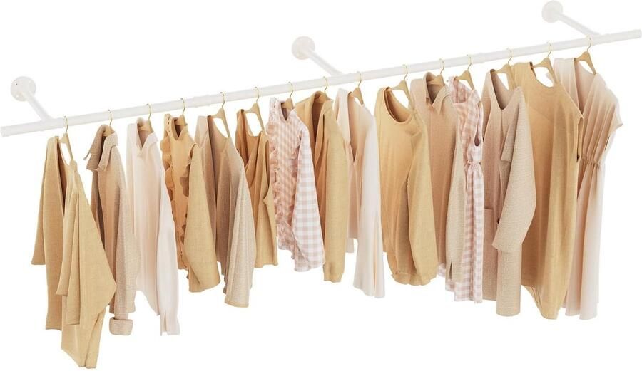 Industrieel wandgarderobe kledingstang 1 stuk melkwit gietijzer 211 cm