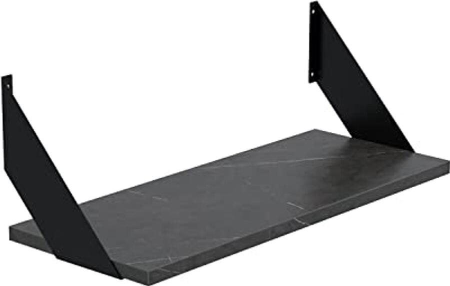 Industrieel Wandrek met Houten Planken en Metalen Beugels voor Modern Interieur