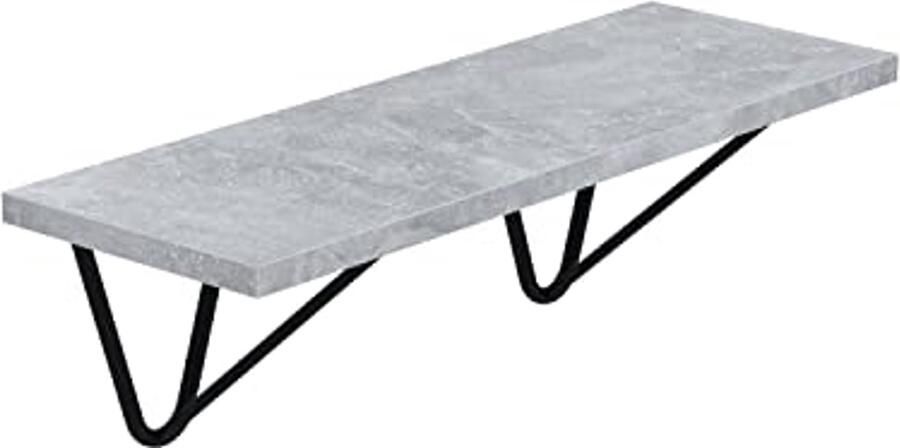 Industrieel Wandrek van Hout en Metaal Modern Wandmeubel en Muurplank voor Woonkamer Slaapkamer en Kantoor Stevig Opbergrek 50x20