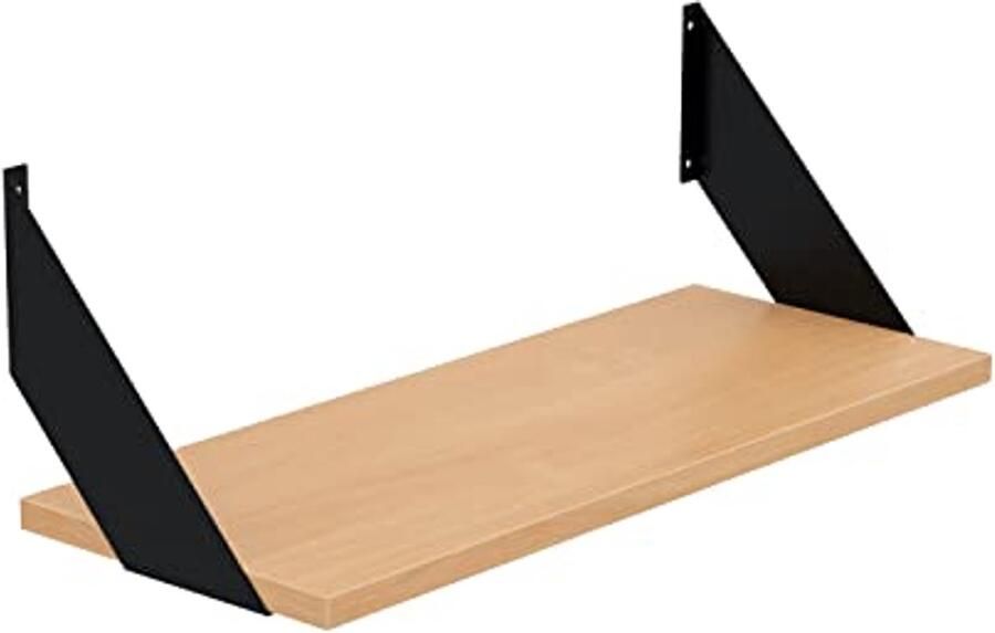 Industrieel Wandrek van Hout met Metalen Beugels Modern Plank voor Woonkamer Slaapkamer en Kantoor Decoratieve Opslagoplossing 50x20