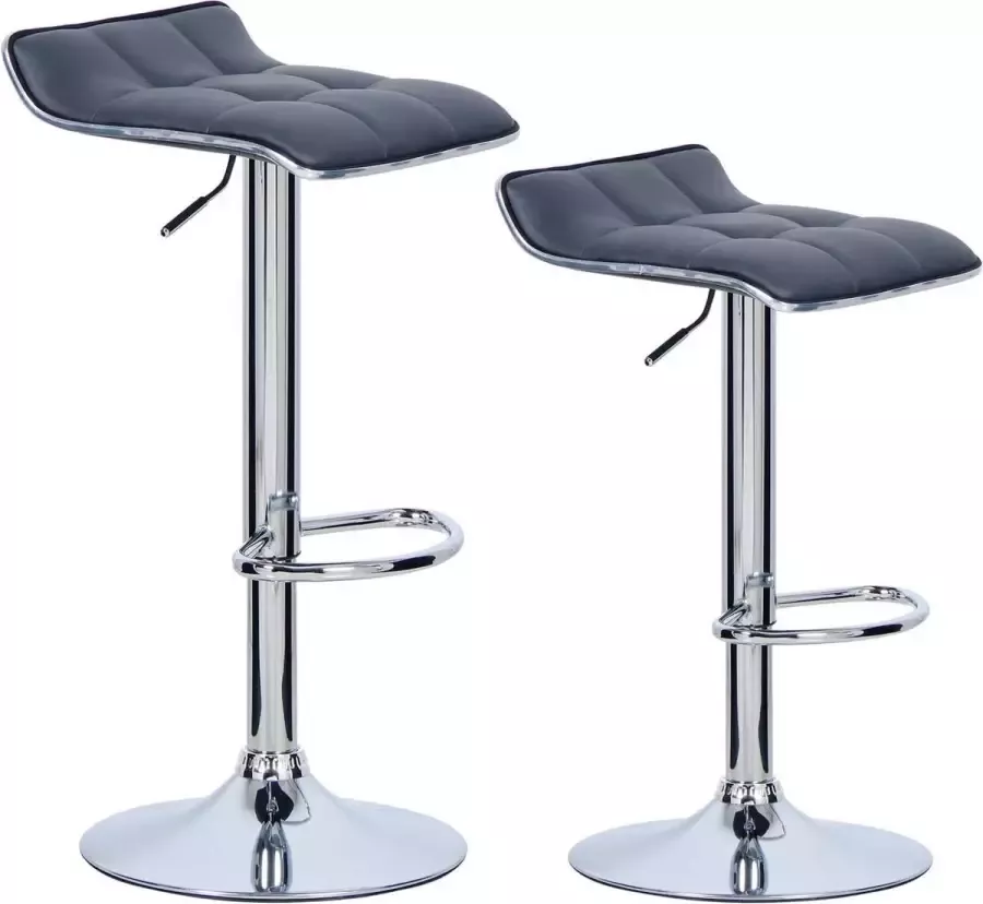 Industriële Barkruk Set van 2 Barkrukken Verstelbare Zithoogte 54 76 cm Grijs 38 x 40 cm