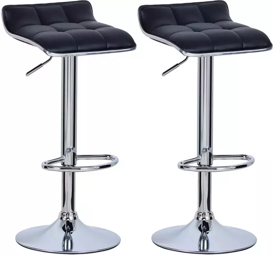 Industriële Barkruk Set van 2 Barkrukken Verstelbare Zithoogte 54 76 cm Zwart 38 x 40 cm