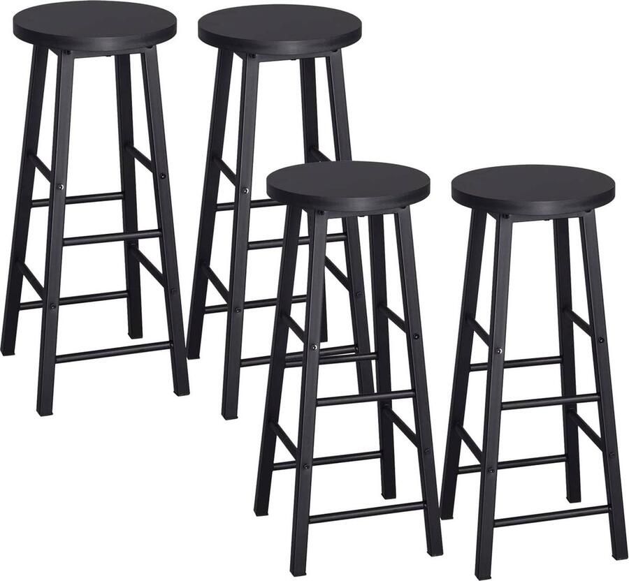 Rootz Living Rootz industriële barkruk tegenkruk kruk van metaal en hout stevig veelzijdig beschermend vloerontwerp 71 cm hoogte x 30 cm diameter