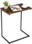 Industriële bijzettafel C-vormige bank bijzettafel hapjes tafel met metalen frame voor koffie Laptop tafel bijzettafel voor slaapbank woonkamer slaapkamer en kleine ruimtes - Thumbnail 3