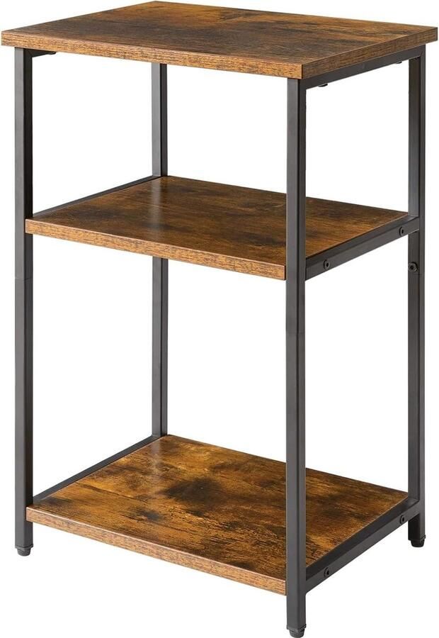 Industriële bijzettafel met 3-laags opbergplanken voor woonkamer rustiek bruin 39 x 29 x 58 5 cm