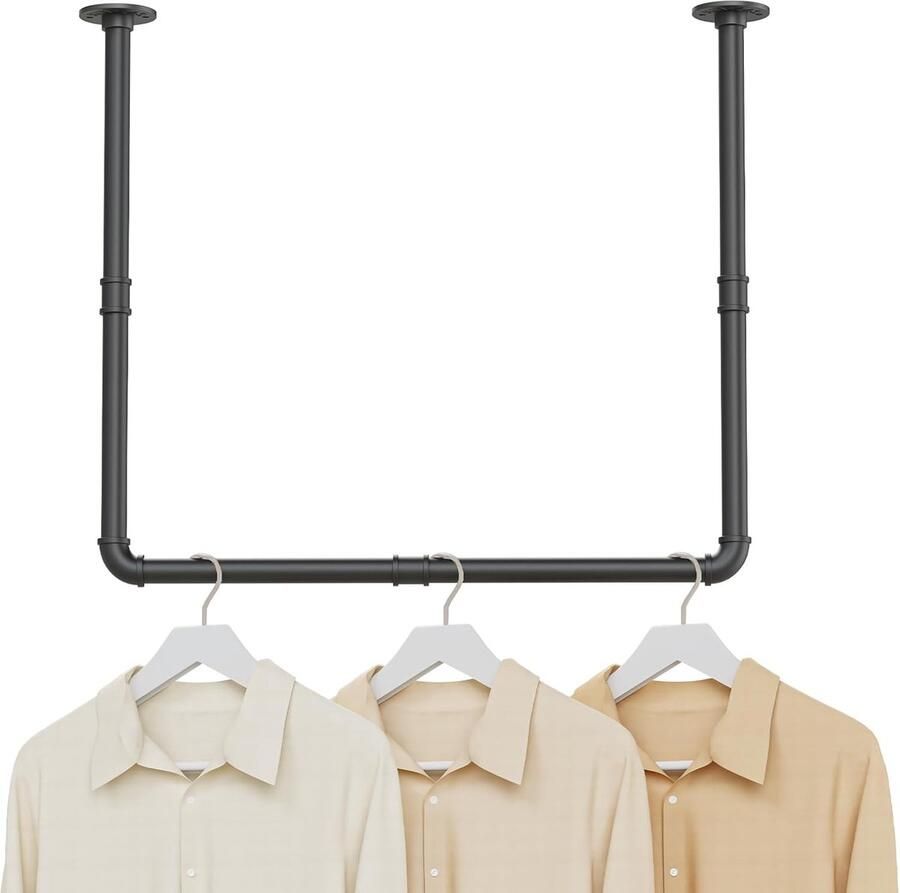 Industriële buiskleerhanger wandgarderobe 1 stuk zwart 69 x 60 cm