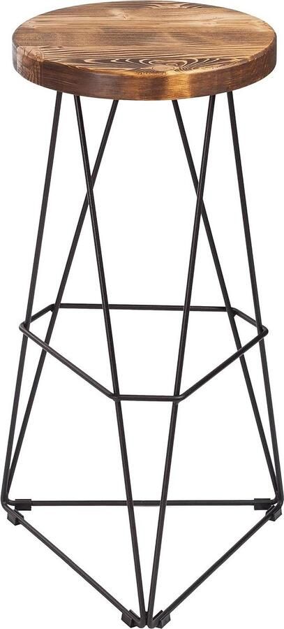 Industriële design barkruk met voetensteun zonder montage driehoekige vorm 75 cm hoogte bruin Barkruk