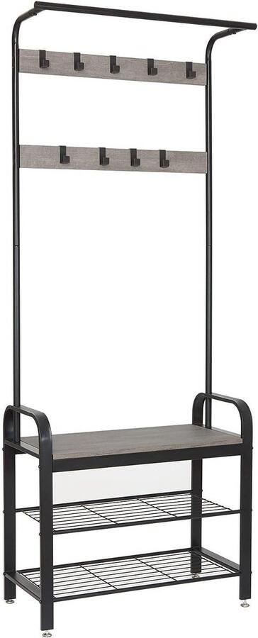 Industriële Kapstok met Schoenenopbergbank en Metalen Kledingstang