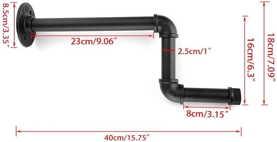 Industriële kledinghanger minimalistisch ontwerp 1 stuk stevig ijzer 40 cm