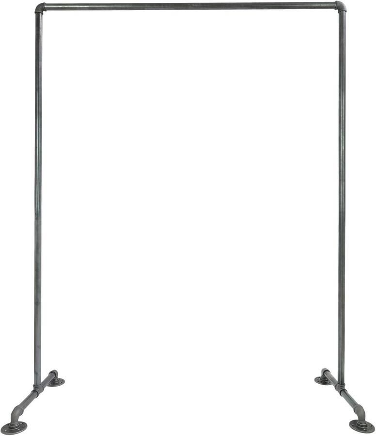 Industriële Kledingrek Pipe Gard Stand Vrijstaand Gietijzeren Kledingstang Mobiel 150cm Hoog