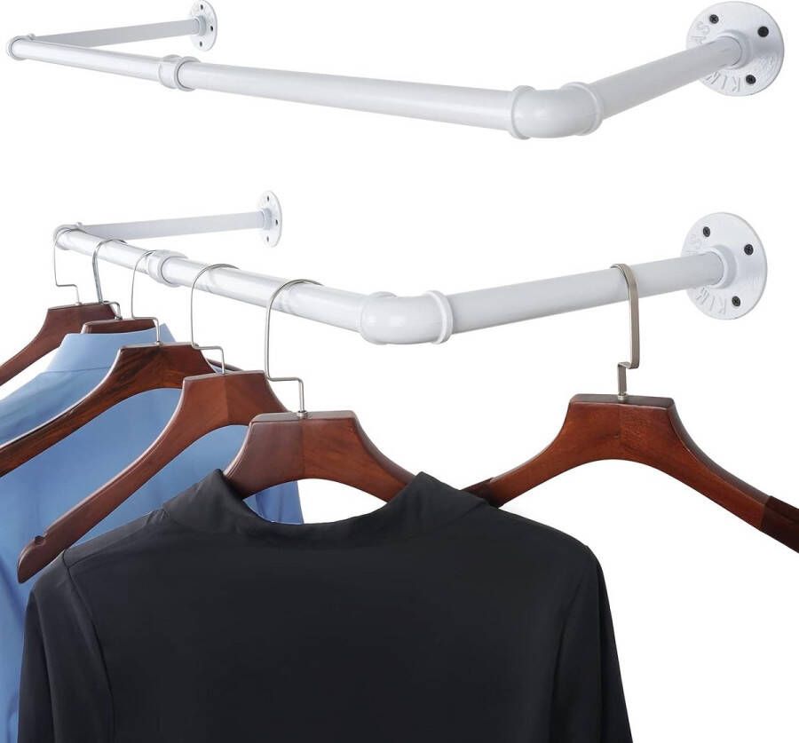 Industriële kledingrek voor wandmontage kledingstang verkoopstandaard kastopslag kledingorganizer wit