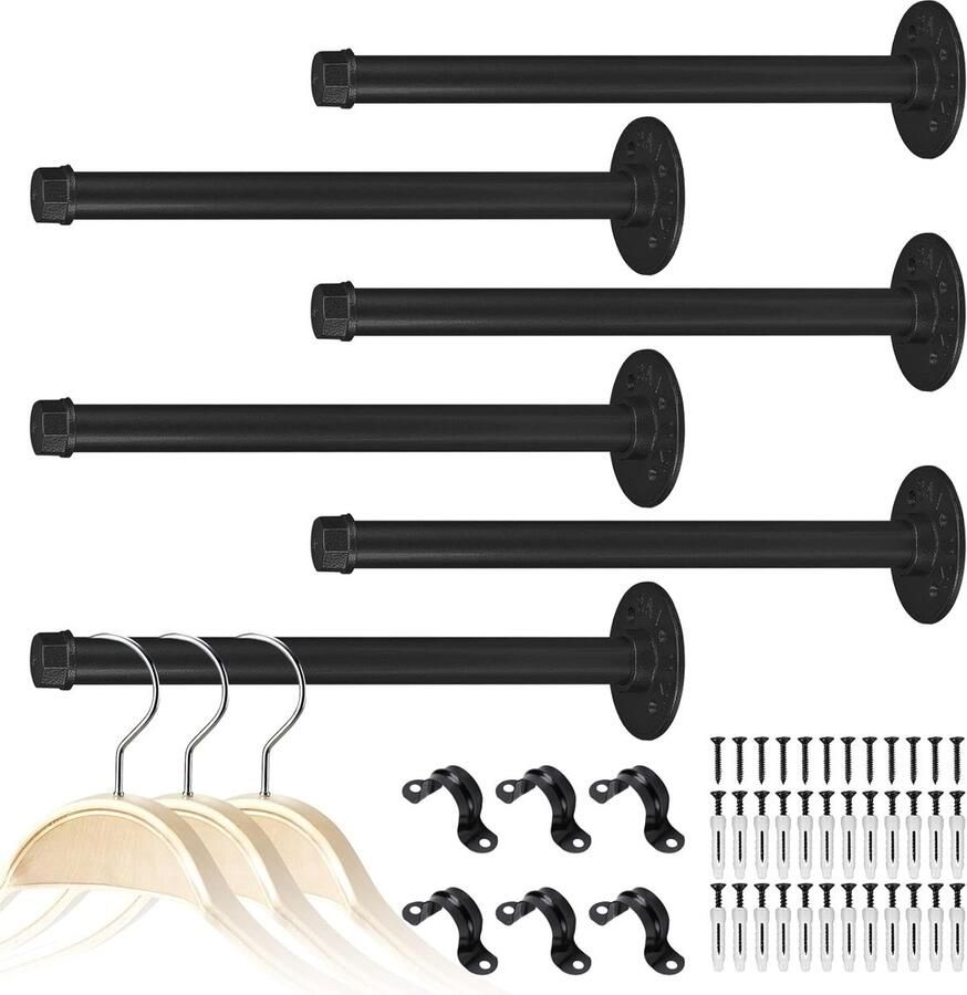 Industriële kledingstang set van 6 Wandmontage Vintage kapstok haken Steampunk design