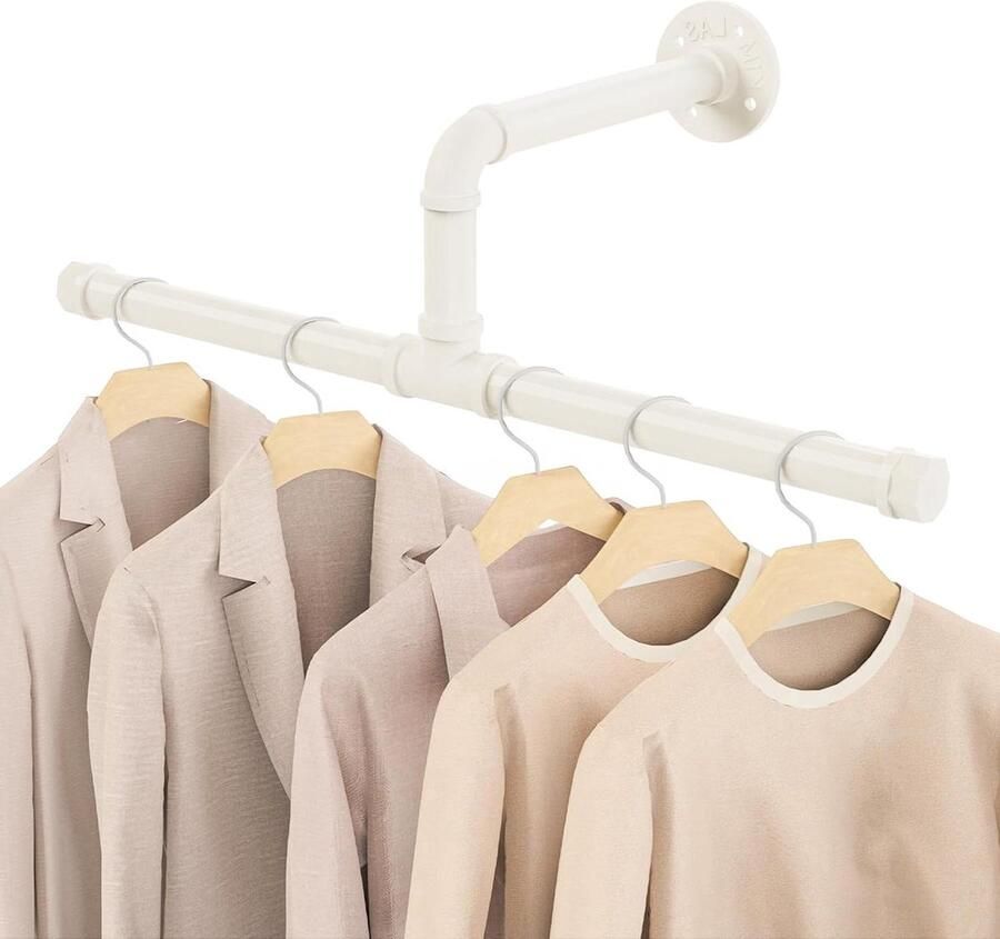 Industriële Kledingstang Ruimtebesparend Kledingrek 1 stuk Wit 51cm