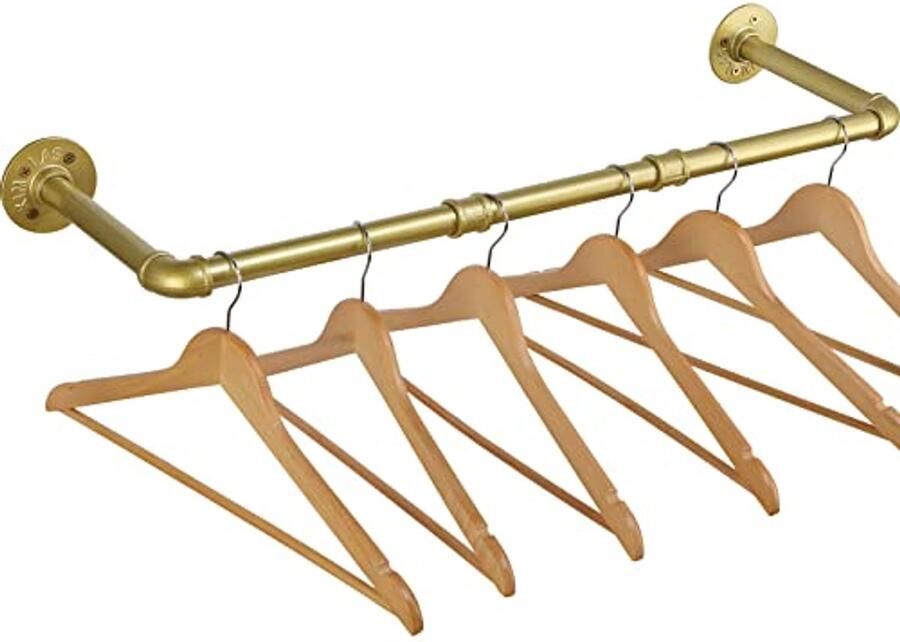 Industriële Kledingstang Wandmontage 70cm Afneembare Metalen Kapstok voor Kleerhangers 50kg Draagvermogen