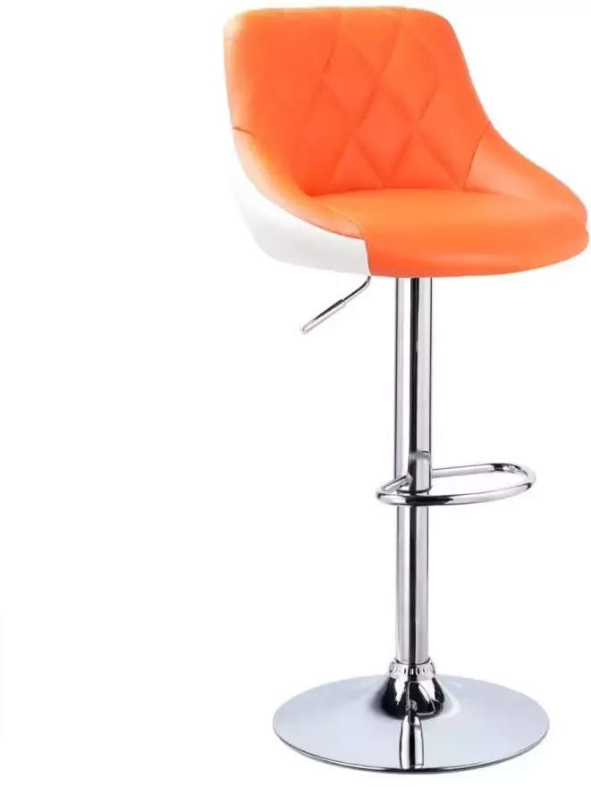 Industriële Lederen Barkruk Barstoelen met Rugleuning Verstelbare Zithoogte 60 82 cm Oranje Wit 37.5 x 47.5 cm