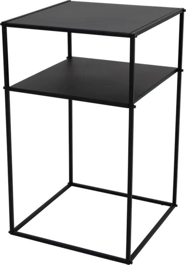 Industriële metalen bijzettafel ROYCE Zwart Metal Side Table 2 laags afmetingen invullen moderne zwarte tafel -l 35 x 34 5 x 59 cm zwart tafelblad op 2 niveaus max 6kg sidetable