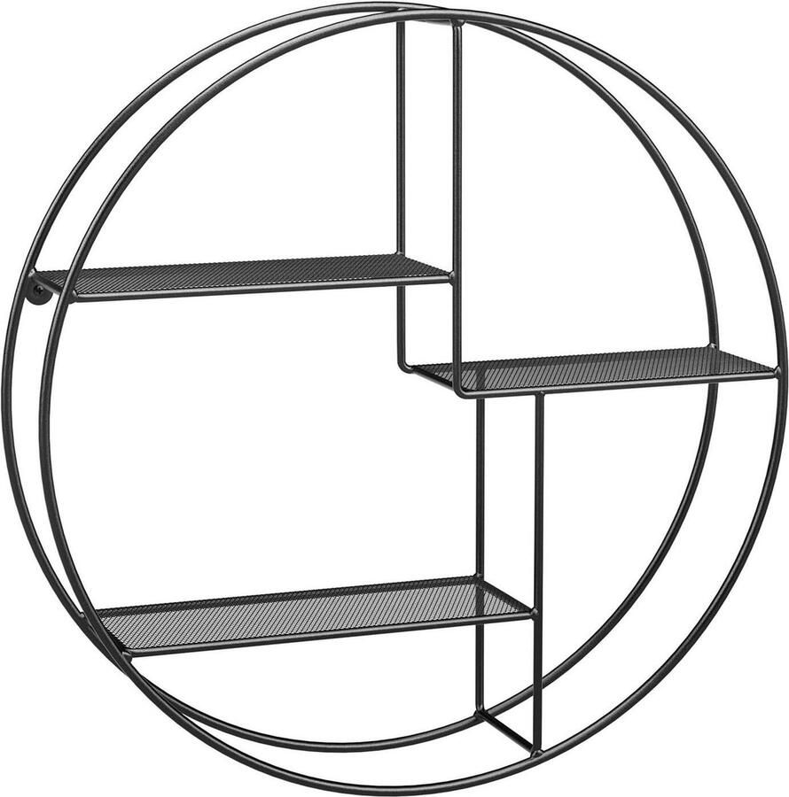 Industriële ronde zwevende metalen wandplank Decoratie voor woonkamer kantoor keuken 55 x 12 cm Zwart
