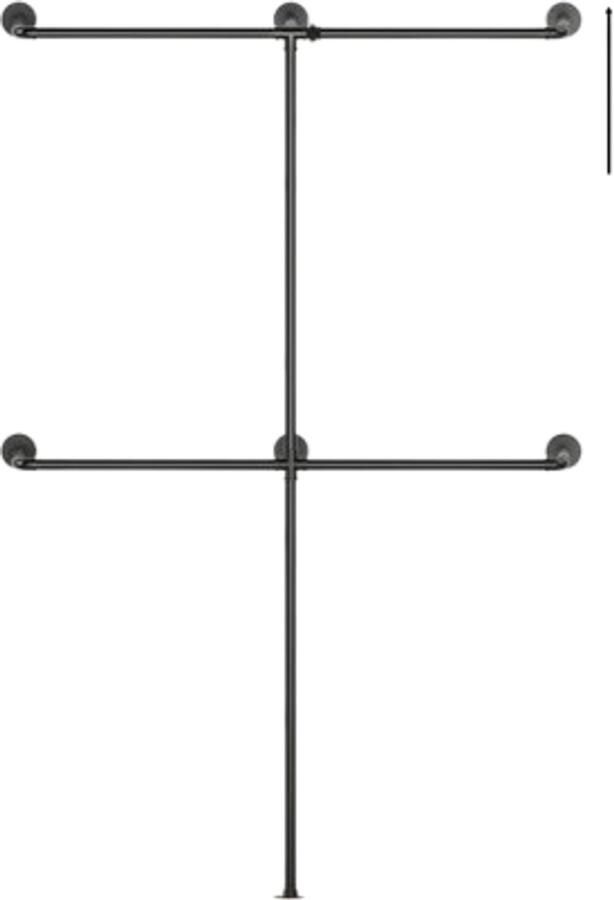 Retadou Kledingstang wandmontage 200 kg draagvermogen open kledingkast of kledingrek industrieel goud van metaal waterleidingen twee kolommen 120 x 180 cm - Foto 2