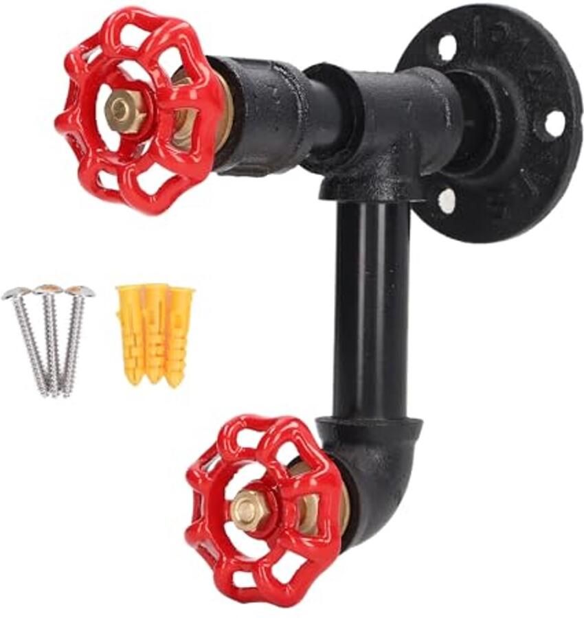 Industriële Pijp Handwiel Kapstok Rack Rustieke Kleding Hanger voor Thuis en Kantoor