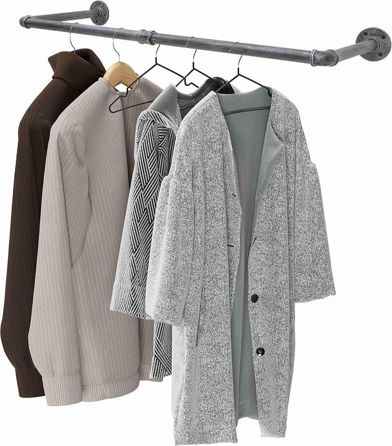 Industriële Pijp Kledingrek Zwaar Belastbaar Ruimtebesparend 1 stuk Zwart Grijs 24 Inch