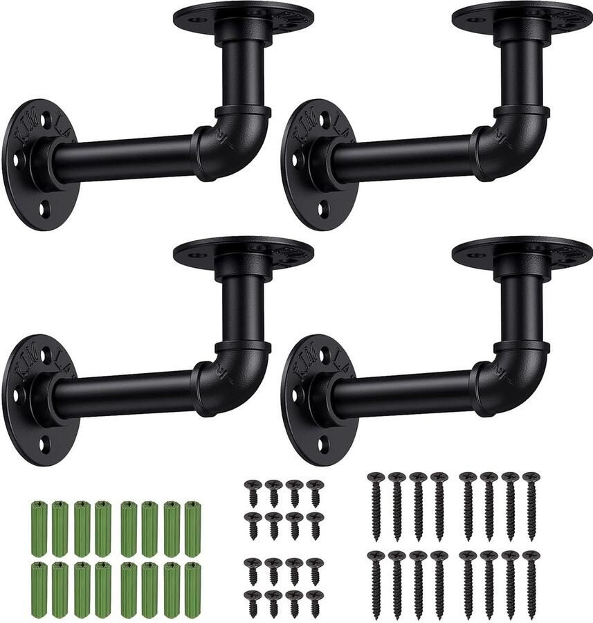 Industriële Pijpplank Beugels Vintage Wandplank Steunen 4 Stuks