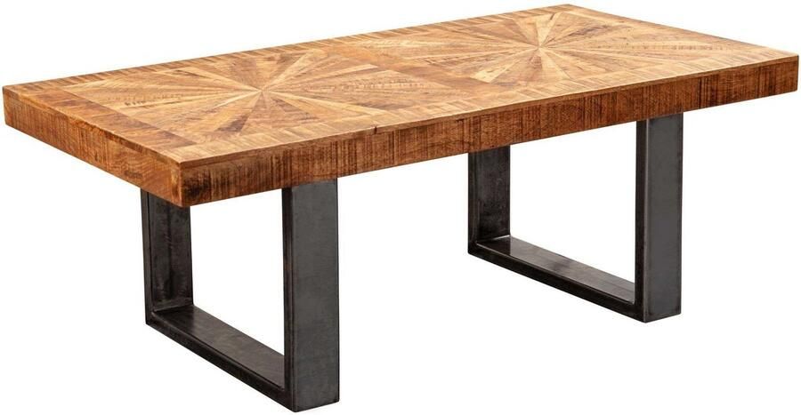 Rootz Living Rootz Industriële Salontafel Mangohout Salontafel Bijzettafel Salontafels 105 x 55 cm
