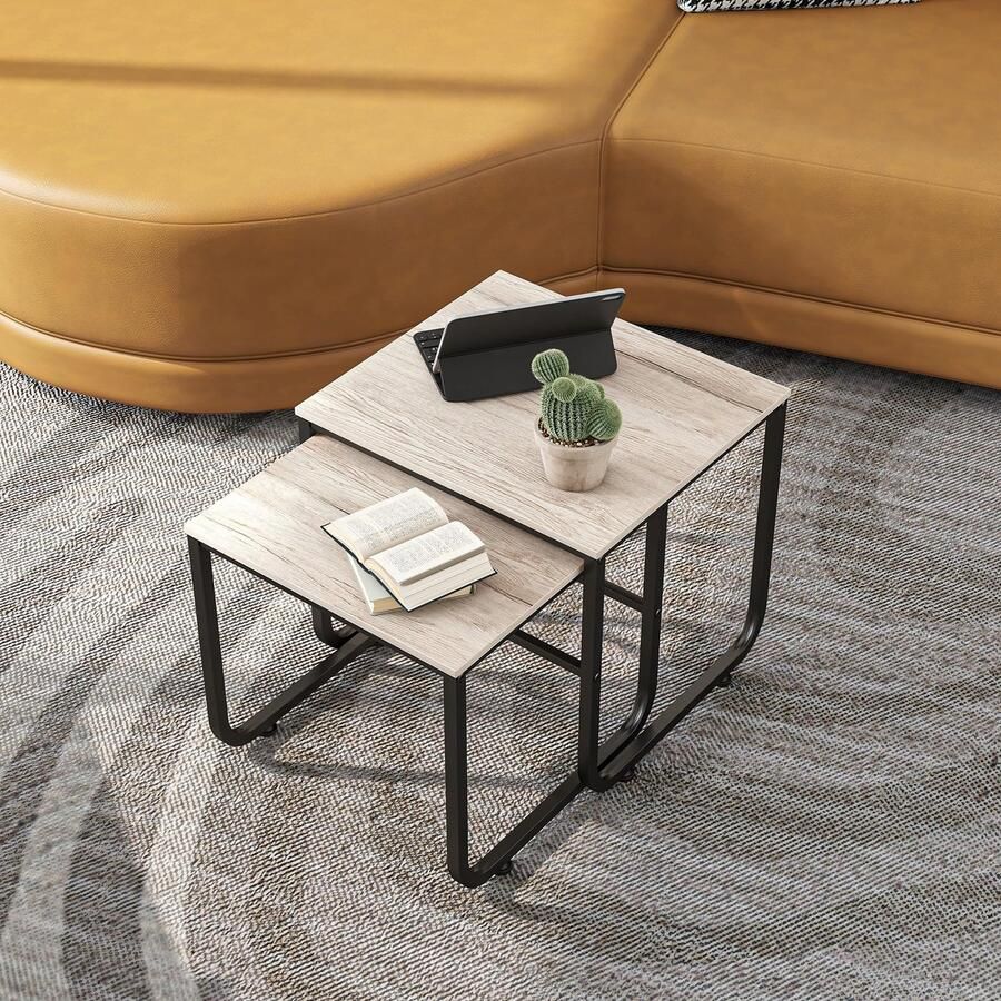 Unyqoos Industriële Nesttafels Set van 2 voor Stijlvolle en Compacte Woonruimtes