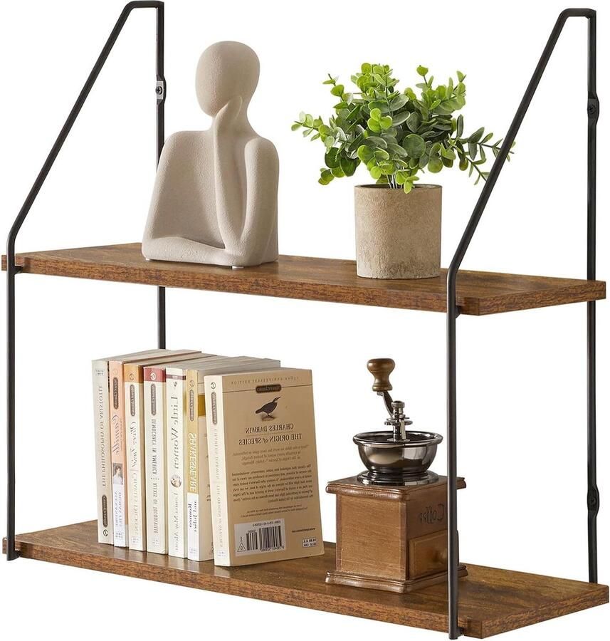 Industriële Vintage Wandplanken Multifunctioneel 2 stuks Hout Zwart