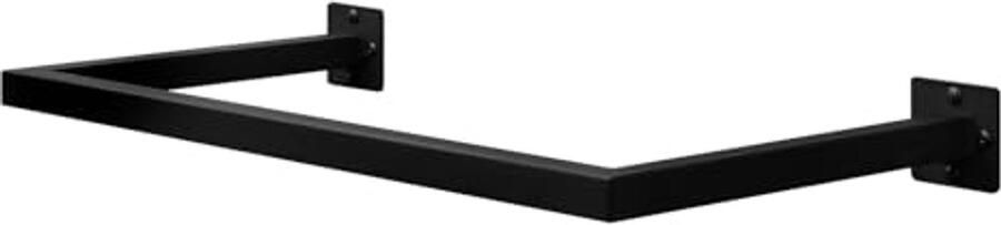 Industriële Wandgarderobe voor Ruimtebesparing in Hal Keuken of Badkamer 50 kg Draagcapaciteit 64 x 6.5 x 30 cm Zwart