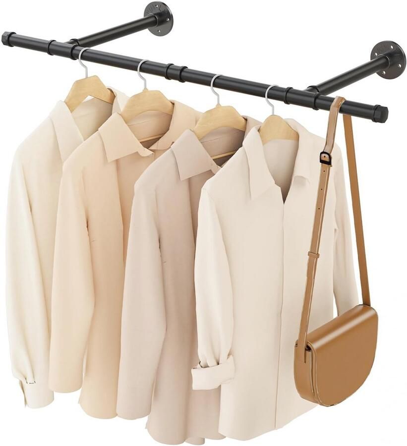 Industriële wandgemonteerde kledingstang 90 cm Multifunctioneel kledingrek voor wasruimte en kastopslag