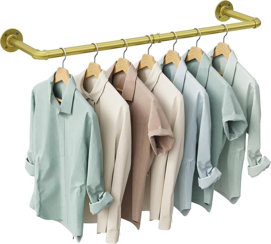 Industriële wandgemonteerde pijp kledingrek 97 5 cm Zwart ijzeren kledingstang voor multifunctionele opslag